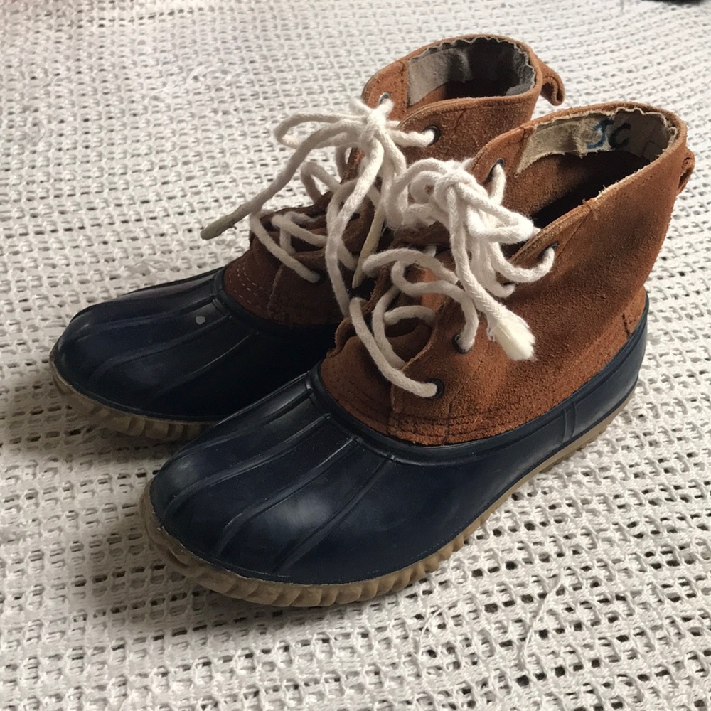Vintage La Crosse Womens 9 Brown & Blue Duck Boots